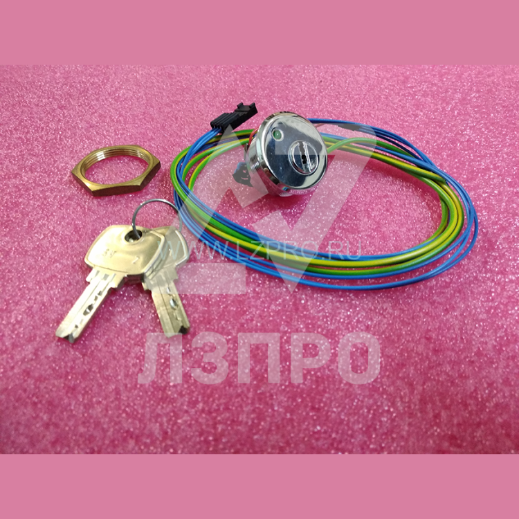 Ключевина SH2, 24 В, полированная хром, с зеленой подсветкой, автовозврат, разъем AMP Otis FAA431R1