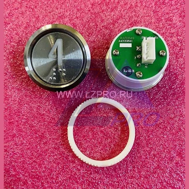 Кнопка "4" (с шрифтом Брайля, белая круговая подсветка, тип BAS231) A4N33841 Otis