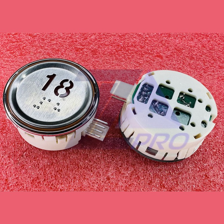 Модуль кнопочный круглый 18 красная подсветка с кодом Брайля AK-29B Sigma