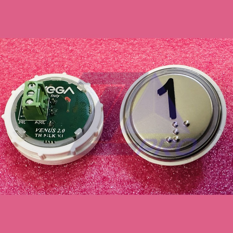 Кнопка 1 красная подсветка с кодом Брайля VENUS V.2 MLK VEGA