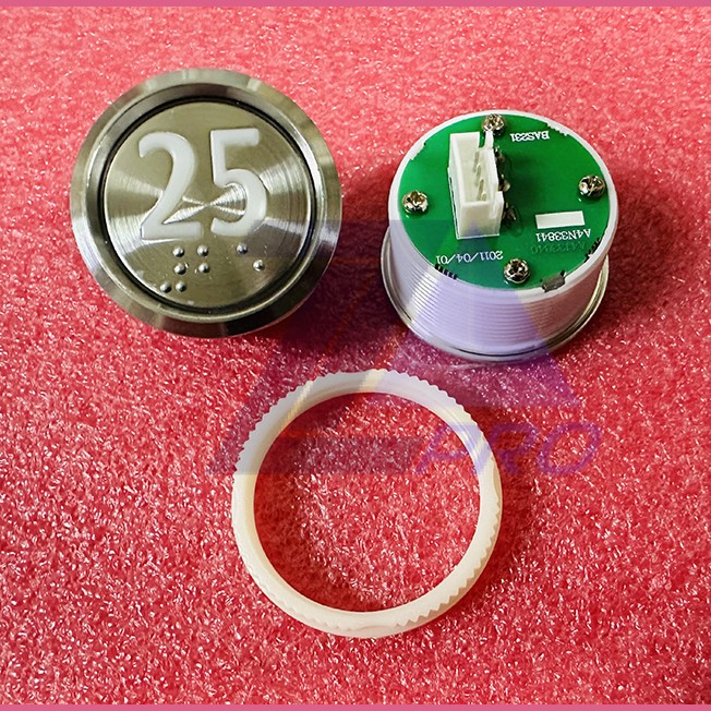 Кнопка "25" (с шрифтом Брайля, белая круговая подсветка, тип BAS231) A4N33841 Otis