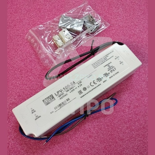Блок питания для светодиодного освещения LPV-100-24, AC/DC LED, 24В,4.2А,100Вт,IP67 Mean Well