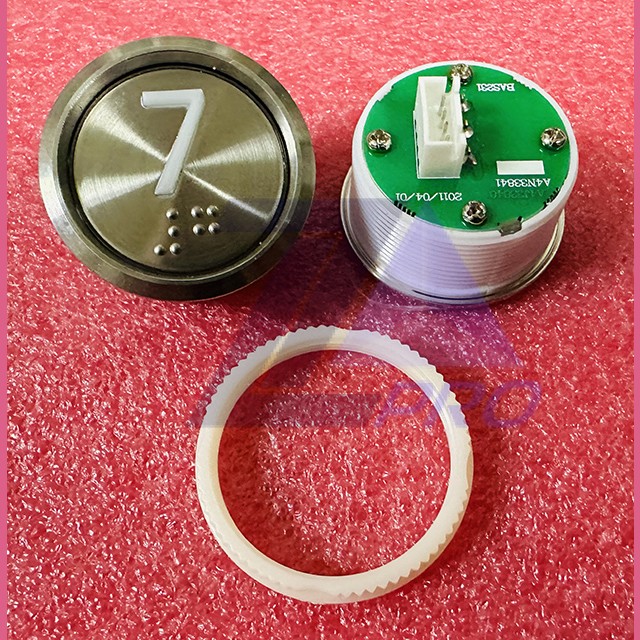 Кнопка "7" (с шрифтом Брайля, белая круговая подсветка, тип BAS231) A4N33841 Otis