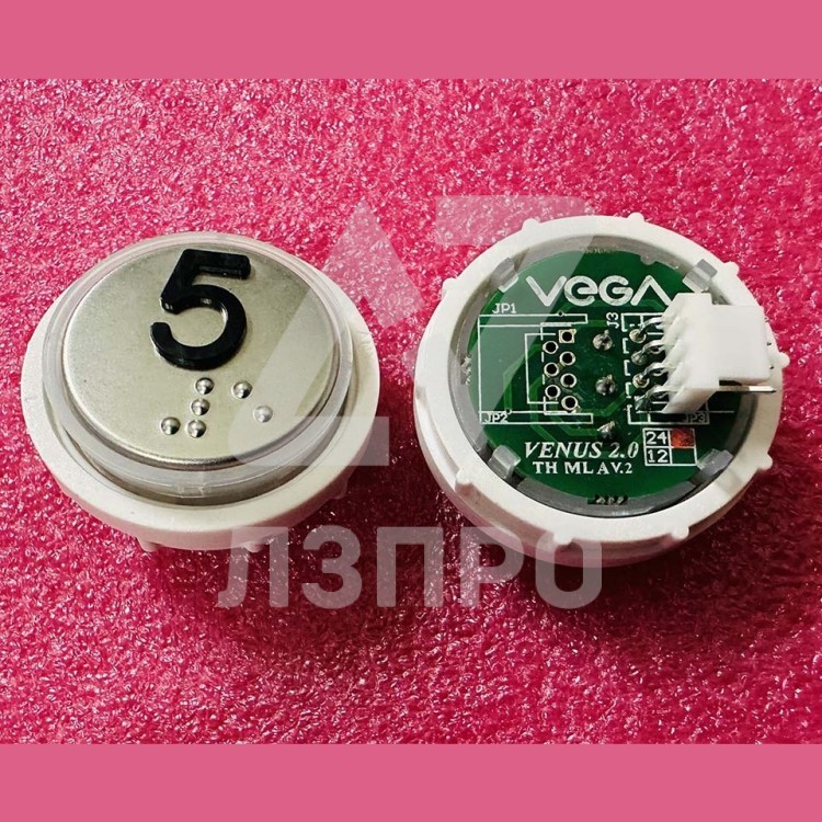 Модуль кнопочный с кодом Брайля красная подсветка MLA разъем AMP "5" Venus Vega