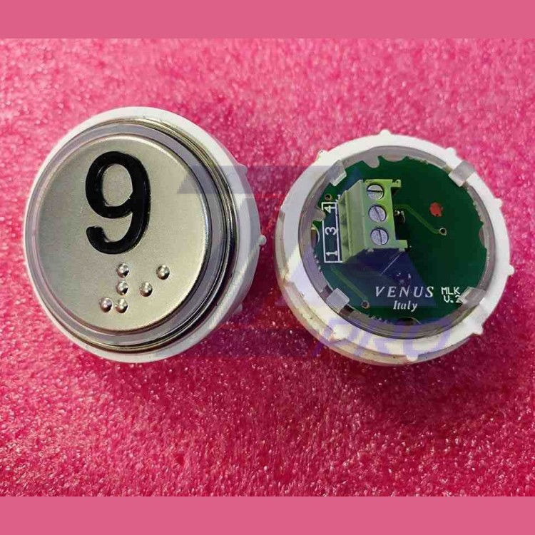 Кнопка 9 красная подсветка с кодом Брайля VENUS V.2 MLK VEGA