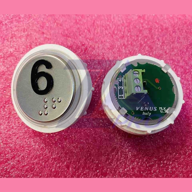 Кнопка 6 красная подсветка с кодом Брайля VENUS V.2 MLK VEGA