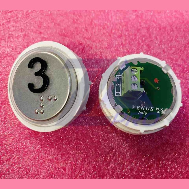 Кнопка 3 красная подсветка с кодом Брайля VENUS V.2 MLK VEGA