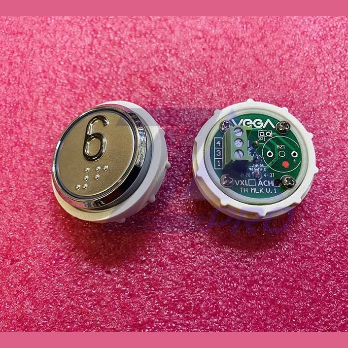 Кнопочный модуль 6 с кодом Брайля, красная подсветка, MLSU, Achille light VEGA