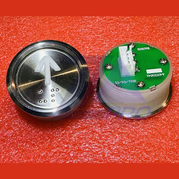 Кнопка "СТРЕЛКА ВВЕРХ" (с шрифтом Брайля, белая круговая подсветка, тип BAS231) A4N33841 Otis