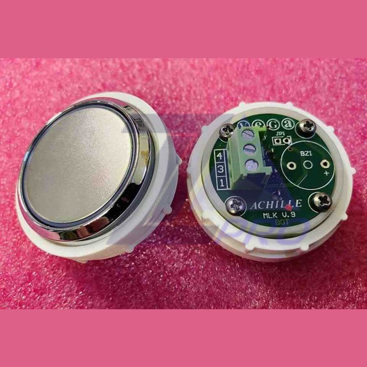 Кнопка антивандальная, красная подсветка, без символов, MLK V.9, Achille light VEGA