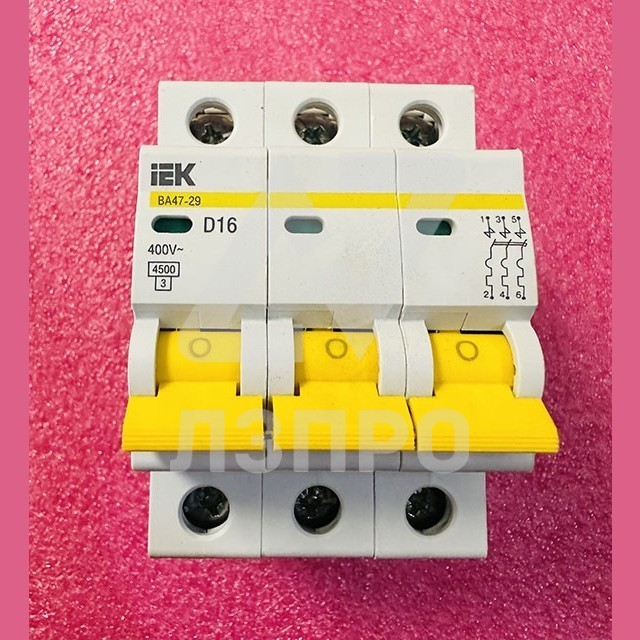 Выключатель автоматический ВА 47-29 3Р 16А 4,5кА D iEK