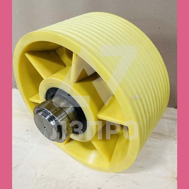 Отводной блок полиамидный в сборе с валом D=400mm 12 лунок h=180mm Thyssen